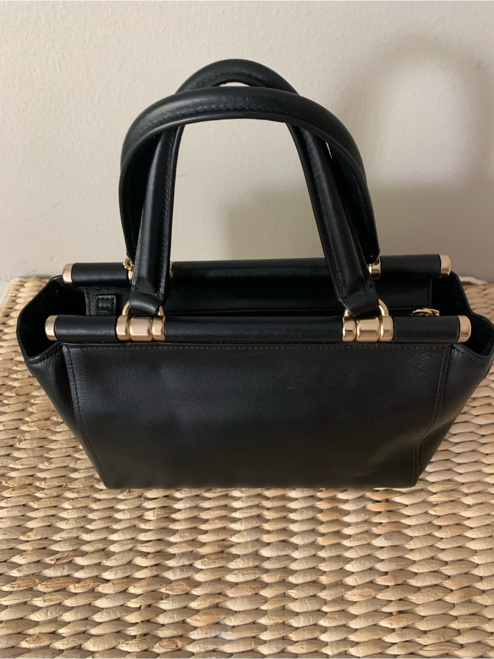 Coach Black Leather Satchel with Gold-Tone Hardware - Picture 5 of 7